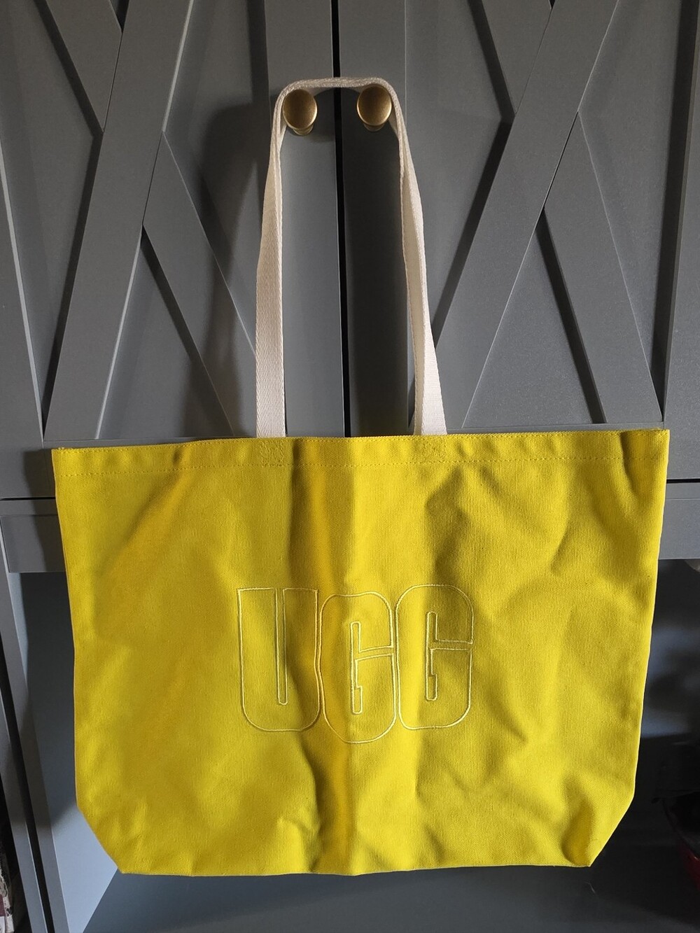 UGG Yellow Canvas Tote Bag with Contrast Handles